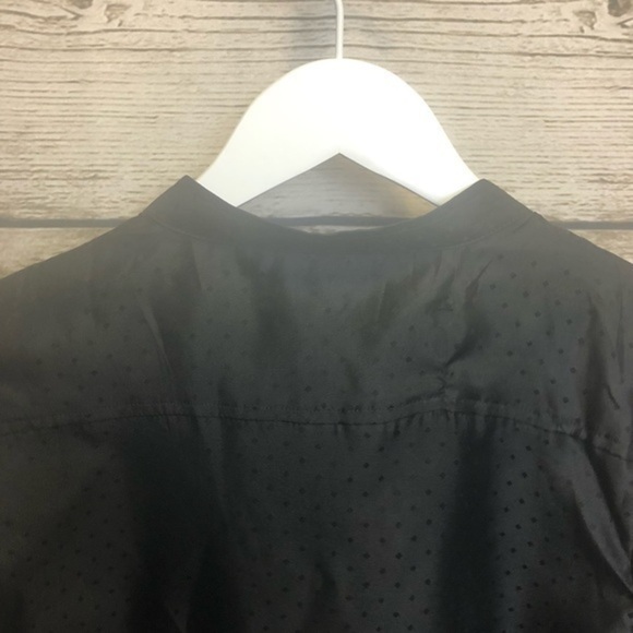 Oleg Cassini Black Tuxedo Polka Dot Mandarin Collar Button Up Blouse Med… - Picture 16 of 16